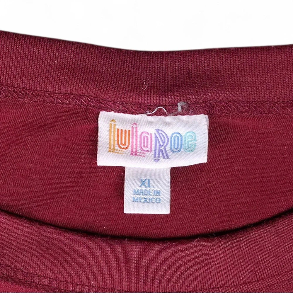 LuLaRoe Burgundy Graphic 'How I Cut Carbs' Funny T-Shirt XL Short Sleeve Women - Picture 2 of 3